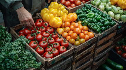 Fresh & Local: Bustling Farmer&rsquo;s Market Stand