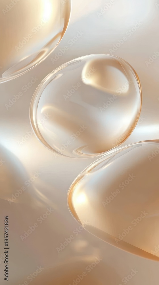 Poster abstract arrangement of spheres on a gradient surface with soft lighting for modern aesthetic backgr