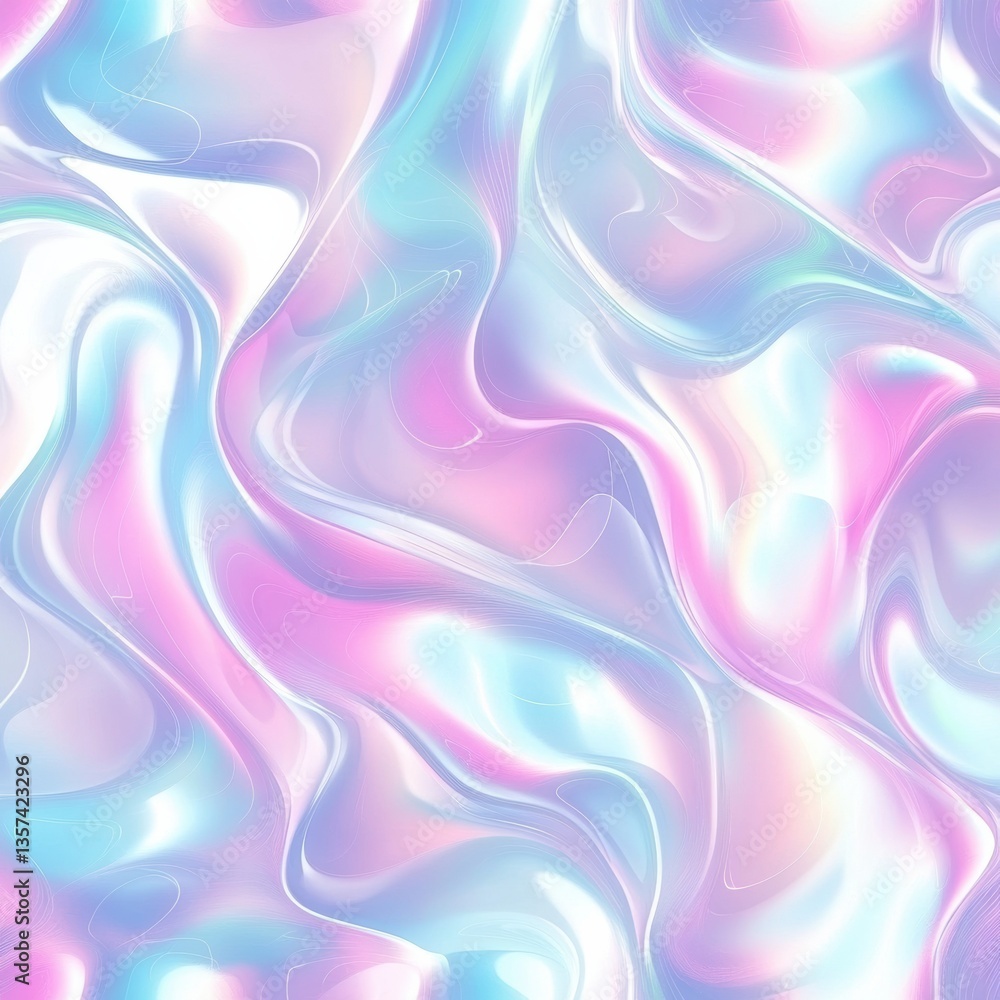 Leinwandbilder Explore seamless holographic patterns with iridescent reflections and pastel colors for a sleek modern design Generative AI