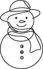 Snowman continuous line art drawing black vector