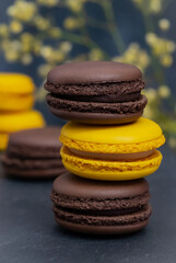 macaroons on a brown background