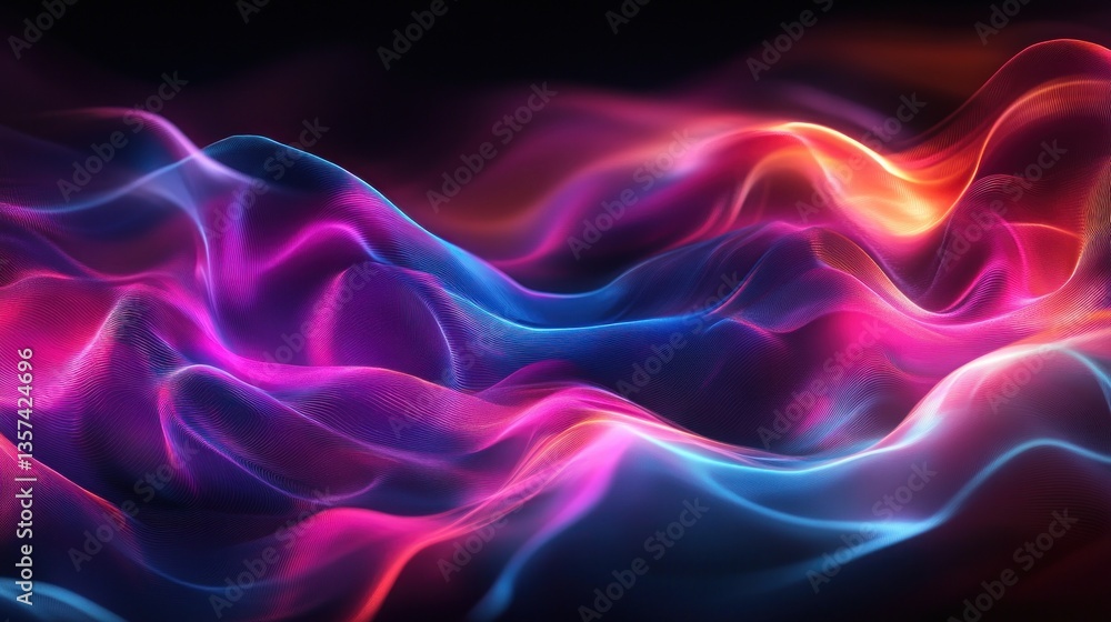 Poster mesmerizing colorful waves emerge on dark background creating a fantastic sense of dynamic movement