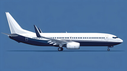 White airplane against a blue background for tourism and travel purposes. Generative AI