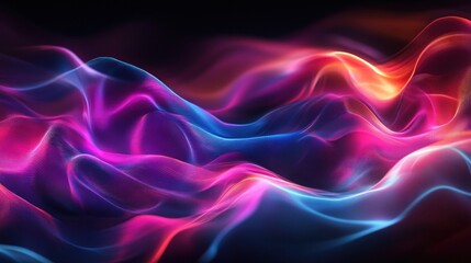 Obraz premium Mesmerizing Colorful Waves Emerge on Dark Background Creating a Fantastic Sense of Dynamic Movement
