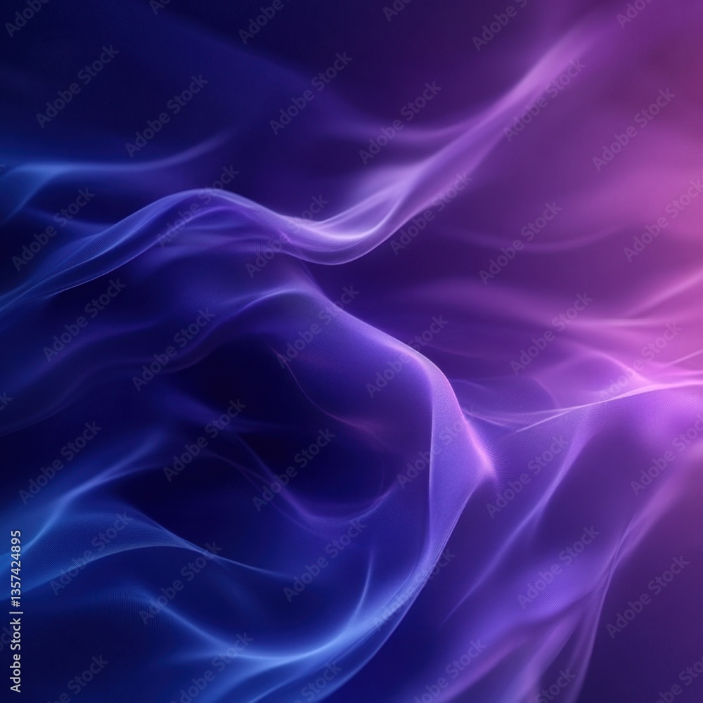 Poster abstract purple and blue flowing fabric background with a soft gradient and elegant wave pattern des