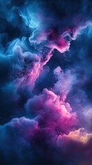 Fototapeta premium Ethereal nebula with radiant pink and vibrant blue clouds forming a cosmic symphony against dark space