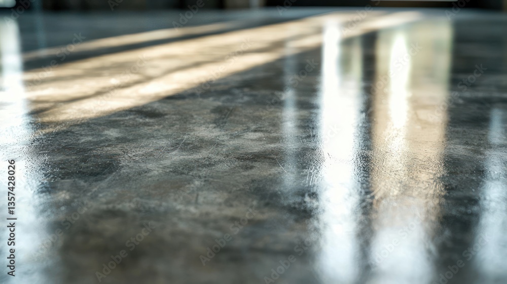 Poster sunlight reflection on polished concrete floor creates depth and dimension architecture material cle