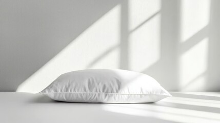 Serene comfort resting easy white pillow with soft shadows minimalist bedding concept relaxing nap time