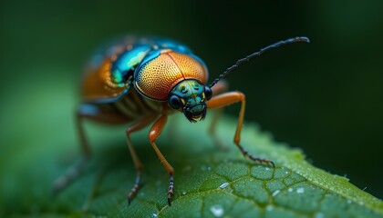 Naklejka premium green bug on a leaf