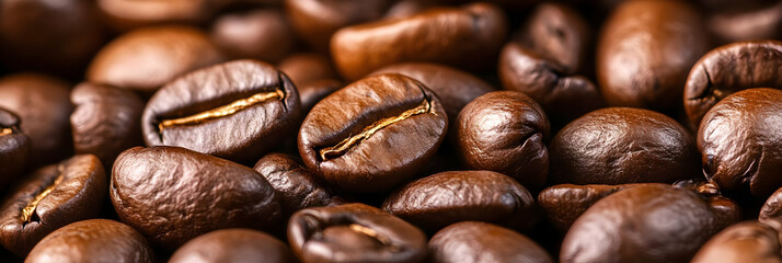 Close-up view of roasted coffee beans showcasing their rich color and texture, perfect for coffee lovers and food photography.