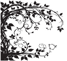 A tree branch with leaves vector, silhouette tree branch