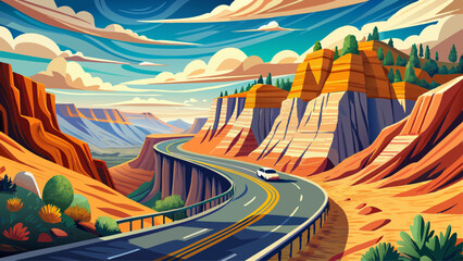 Windy Road Up A Canyon In Colorado