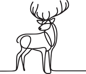 Stag slightly continuous line art drawing black vector
