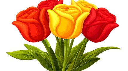 Obraz premium Colorful tulip bouquet, red and yellow flowers.
