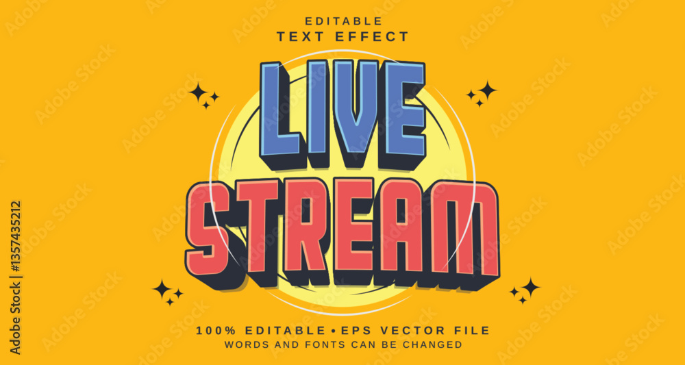 Poster editable text style effect - live stream text style theme.
