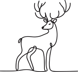 Stag slightly continuous line art drawing black vector