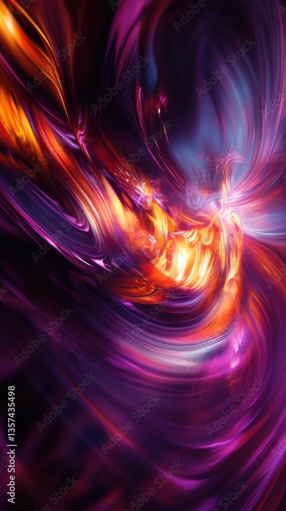 Poster abstract energy vortex of light and color vivid swirls swirling pattern creates movement and depth p
