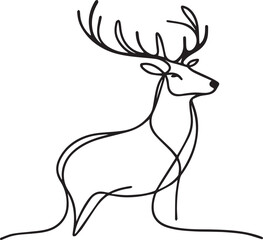 Stag slightly continuous line art drawing black vector