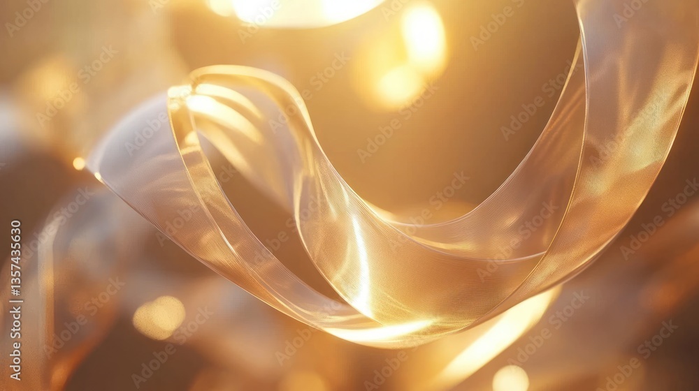 Aufkleber abstract golden ribbon floating in light luxurious background with elegant shiny texture