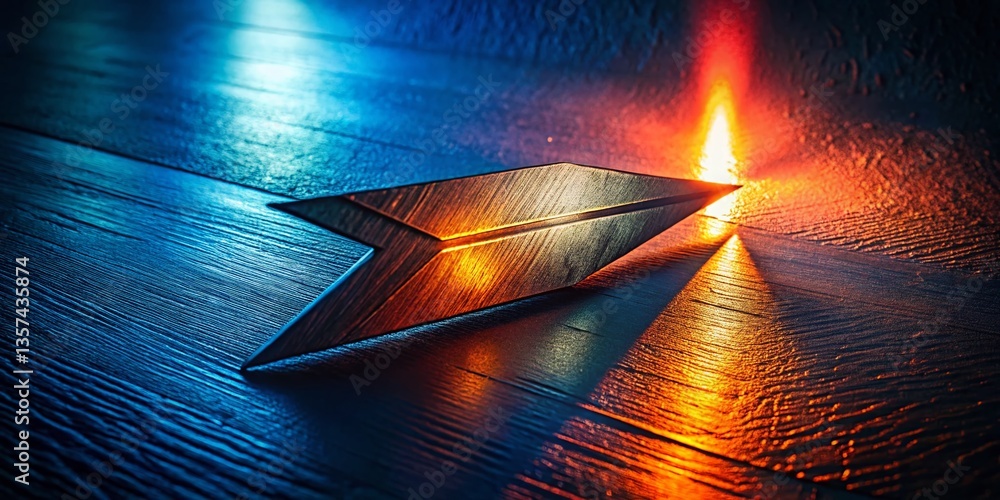 Poster low light arrow design photography: abstract arrow shapes illuminated in darkness