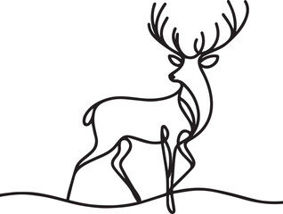 Stag slightly continuous line art drawing black vector