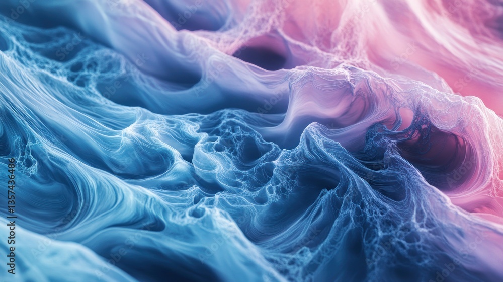 Poster ethereal flow of blue and pink hues creating a serene and dreamlike abstract background art digital 