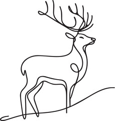 Stag slightly continuous line art drawing black vector