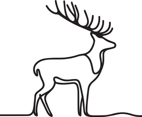 Stag slightly continuous line art drawing black vector