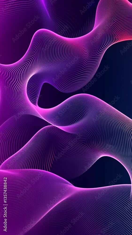 Poster abstract wavy patterns in purple and pink shades against a dark background create a dynamic visual e