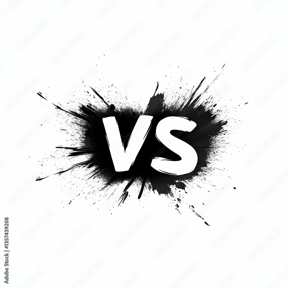 Poster dynamic black and white graphic featuring a bold 'vs' concept, ideal for competitive themes or compa
