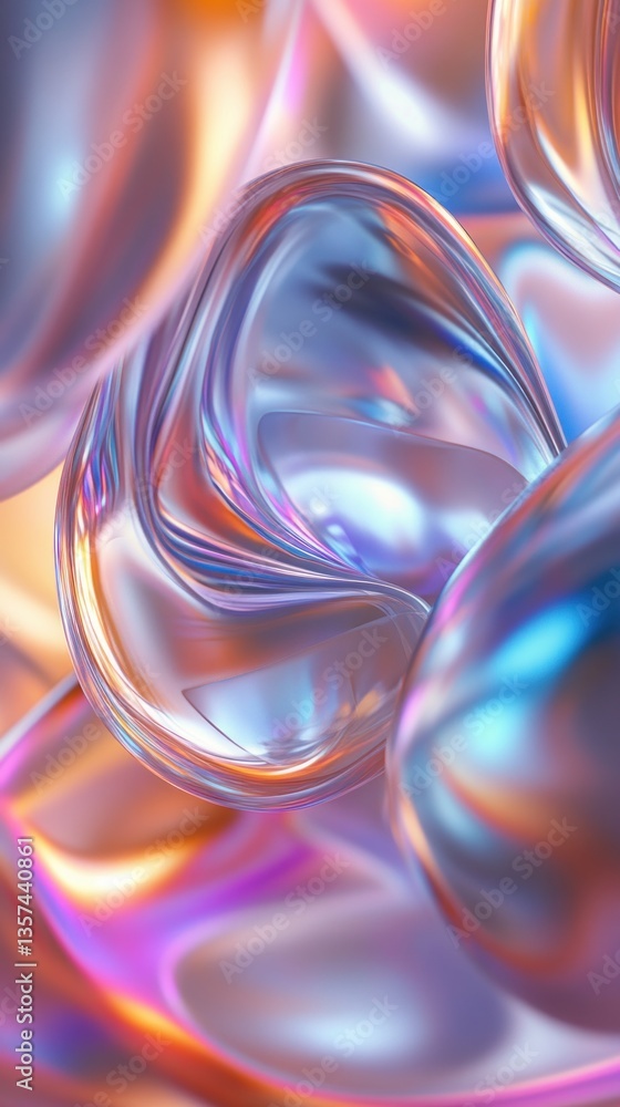 Poster luminous iridescent swirls gentle waves soft light captivating flow elegant glassy texture abstract 