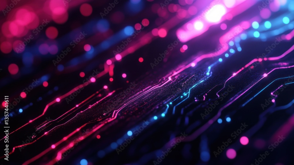Aufkleber abstract motherboard design with cyberpunk neon glow futuristic technology connections and network d