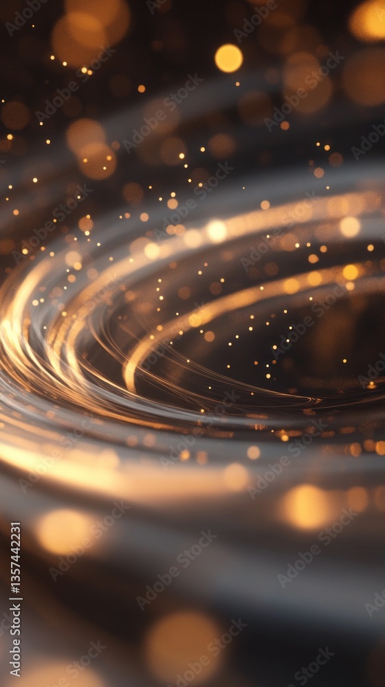 Poster elegant golden light trails weaving magic across a dark canvas captivating flow in a mysterious real