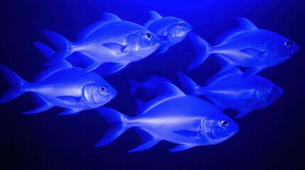 Fototapeta premium Bioluminescent fish in radiant neon blue waters