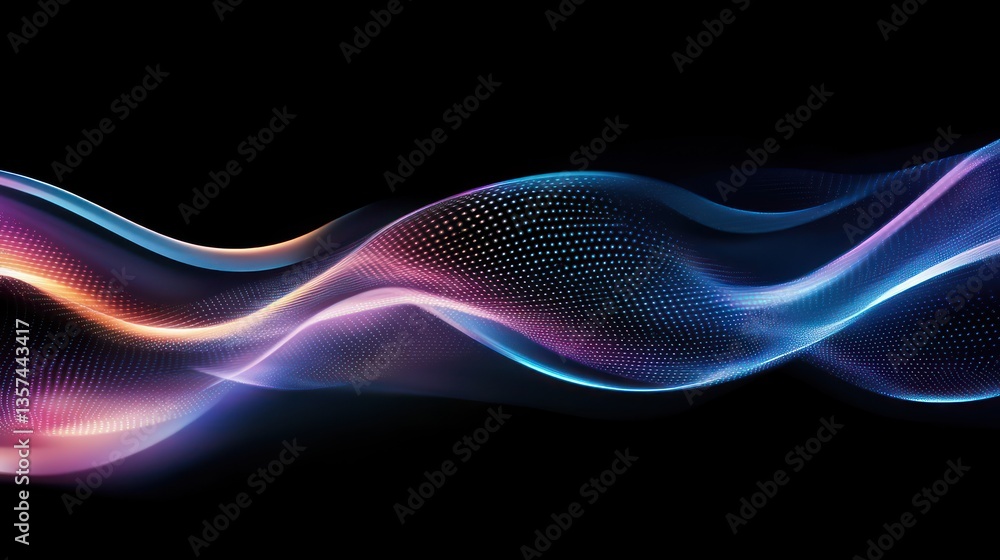 Poster abstract luminous wave with vivid colors flowing motion on dark background smooth pattern vibrant st