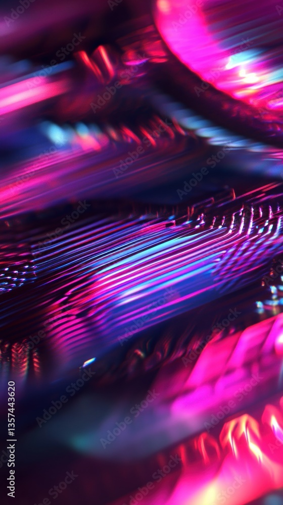Poster digital wave of flowing light vivid color lines with futuristic abstract glowing background modern a