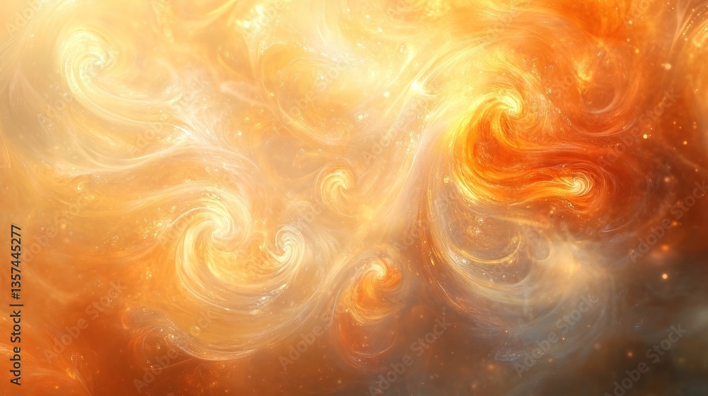 Poster luminous flow with swirls and vibrant colors a warm radiant vortex of light with fluid movement abst