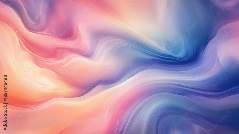 Poster ethereal fluidity of vibrant gradient hues blending smooth flowing forms in artistic expression drea