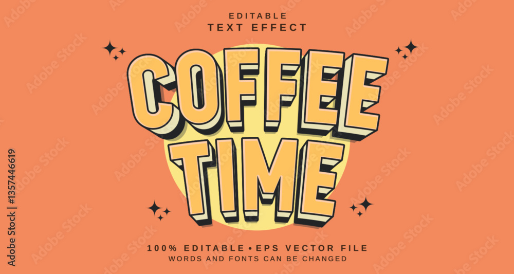 Poster editable text style effect - coffee time text style theme.