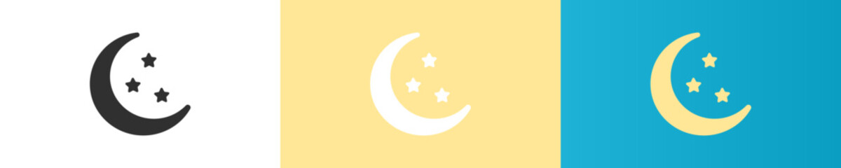 Icon Moon with star on white background. Modern sign moon and stars. Symbol dream and sleep. Moon icons in vector design style