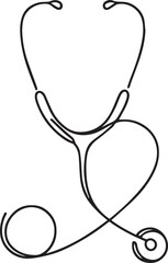 Stethoscope continuous line art drawing black vector