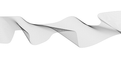 Abstract black wave lines on white background. Dynamic wave pattern modern, Abstract lines waves curved outline
