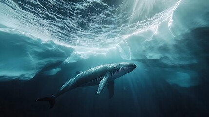 Graceful Blue Whale in the Deep Ocean Marine Life Nature Underwater Scenic Beauty Photography
