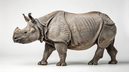 Obraz premium Indian Rhino in full view on studio background