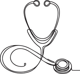 Stethoscope continuous line art drawing black vector
