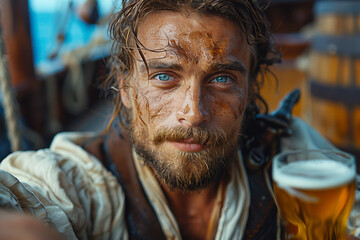 Obraz premium Generative AI Image of Oktoberfest Waitress with Traditional Beer Flower Crown service customers folks