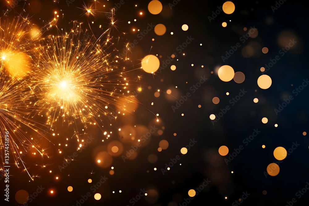 Poster stunning display of golden sparkles and vibrant bokeh lights creating a festive atmosphere for celeb