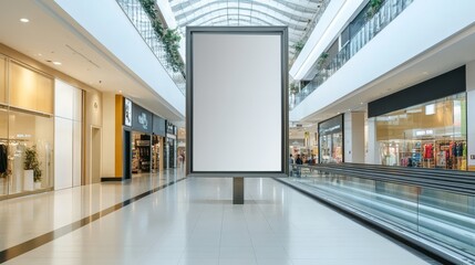 Empty vertical billboard mockup for advertising at a shopping mall   ideal for promotional use
