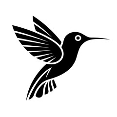 Obraz premium Minimalist Hummingbird Logo, Black and White Vector Bird Illustration, Modern Monochrome Design