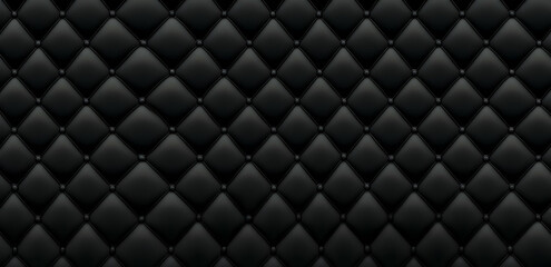 Obraz premium Stylish black quilted pattern texture with diamond shapes, ideal for backgrounds or design elements in various projects.